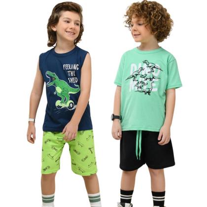 Imagem de Kit Lote 6 Conjuntos Roupa Infantil Menino Masculino Atacado Barato Verão 1 Ao 10