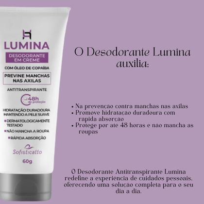 Imagem de Kit Lumina Desodorante Creme Axilas Suvaco Anti Transpirante e Esfoliante Corporal