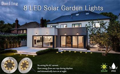 Imagem de Kit Luminária Luz Solar Espeto Com 4 ou 8 Leds Á prova D'Água Jardim Decoração