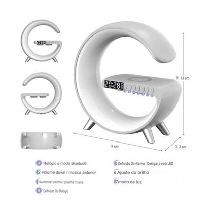 Imagem de Kit Luminária Station G-Speaker Smart Led RGB Com Carregador De Indução Despertador E Áudio Bluetooth