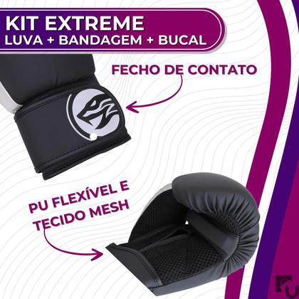 Imagem de Kit Luva De Boxe E Muay Thai Extreme + Bandagem 3m + Protetor Bucal - Naja