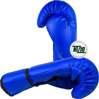 Imagem de Kit Luva de Boxe Muay Thai MMA Bandagem Bucal 10oz Azul