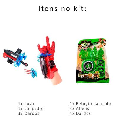 Imagem de Kit Luva Homem Aranha Com Relógio Ben 10 Omnitrix Lançador