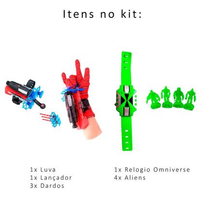 Imagem de Kit Luva Homem Aranha Com Relógio Ben 10 Omniverse Luz E Som