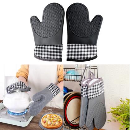 Imagem de Kit Luva Térmica Cozinha Fogão Descanso De Panela Silicone