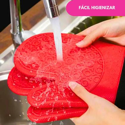 Imagem de Kit Luva Térmica Silicone Com Forro Cozinha Forno E Fogão Segurança Proteção Punho