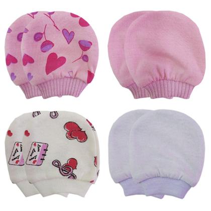 Imagem de Kit Luvinha Bebe Algodão Luva Infantil Sortida Maternidade Rescem Nascido para Menina 4 pares