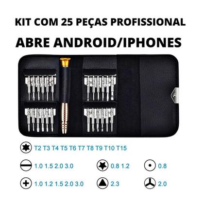 Imagem de Kit Luxo 24 Chaves Torx T2 T3 T4 T5 T6 T7 T8 T9 T10 15 Fenda