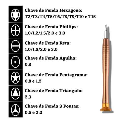 Imagem de Kit Luxo 24 Chaves Torx T2 T3 T4 T5 T6 T7 T8 T9 T10 15 Fenda