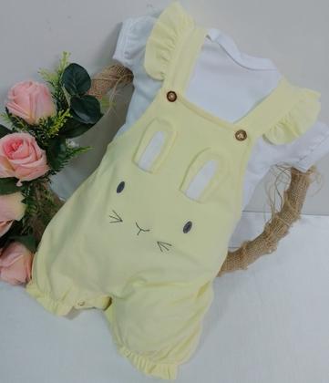 Imagem de Kit Luxo Macacão Jardineira + Body Bebê Menina Verão 7949