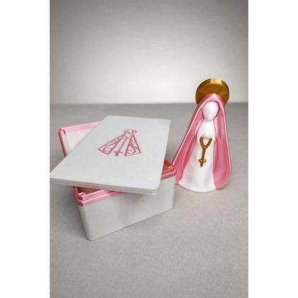 Imagem de Kit Luxo Nossa Senhora Aparecida 11,5cm + Caixa Exclusiva Rosa