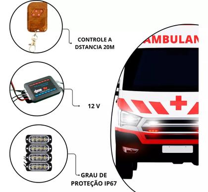 Imagem de Kit Luz 16 Leds Estroboscópica De Emergência Flash Strobo