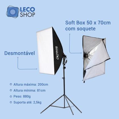 Imagem de Kit Luz Contínua Softbox 50 X 70 + Tripe 2m Estúdio Vídeo