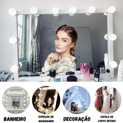 Imagem de Kit Luz De Espelho Maquiagem Camarim 10 Lâmpadas Led 3 Cores