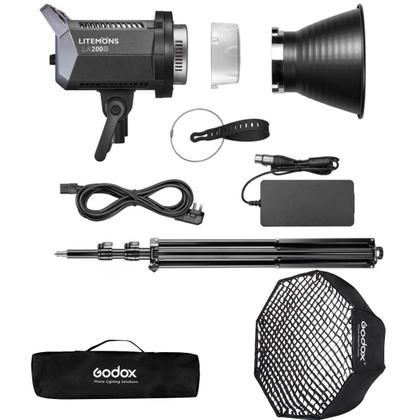 Imagem de Kit Luz Led Estudio Godox La200d Litemons 230w Daylight Com Softbox Octa Grid 120cm E Tripé
