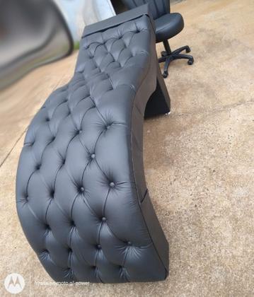 Imagem de Kit Maca + Mocho + Almofadas - Estética Fixa Profissional Estofada Captone  - material sintético Preto - 60cm Largura