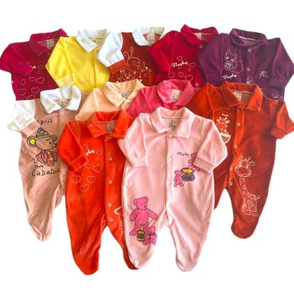 Imagem de Kit Macacão de Bebe Plush C/ Gola Estampado 2 Peças