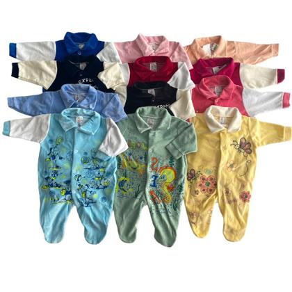 Imagem de Kit Macacão de Bebe Plush C/ Gola Estampado 2 Peças