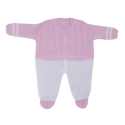 Imagem de Kit Macacão Jacquard Rosa e Body com Gola Bordada