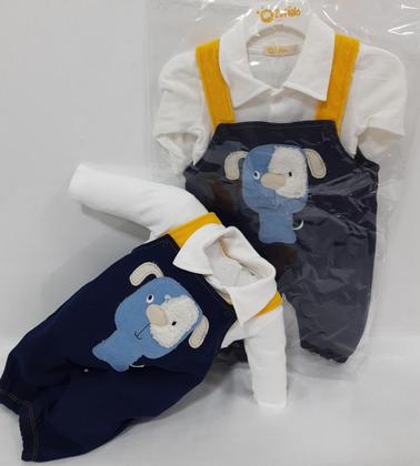 Imagem de Kit Macacão Jardineira Jeans + Body Bebê Menino Zafielo 2011