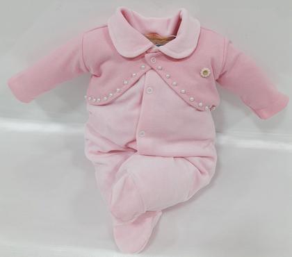 Imagem de Kit Macacão Plush + Bolero Bebe Menina Zafielo Luxo Ref 2002