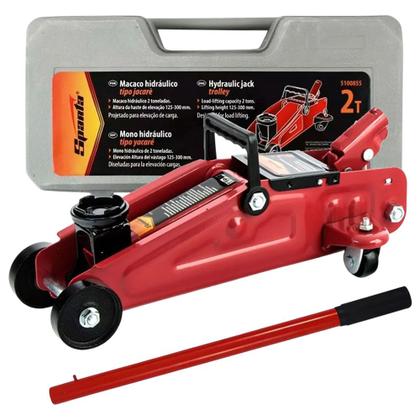 Imagem de Kit macaco jacaré portátil 02 ton c/maleta 5100855 - SPARTA + chave roda cruz 4 bocas - SIGMA TOOLS