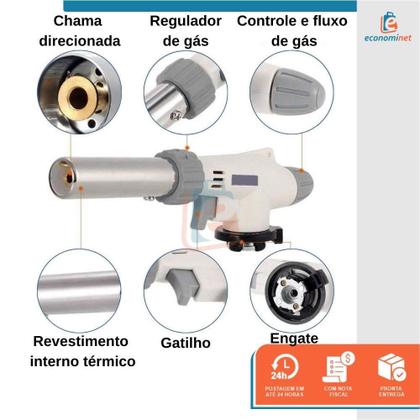Imagem de Kit Maçarico Culinário Profissional Portátil com 4 Refil Gás Butano para Maçarico