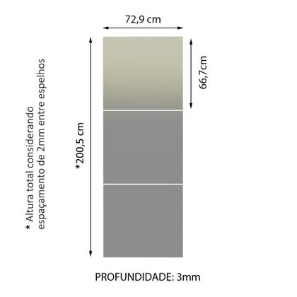 Imagem de Kit Madesa com 3 Espelhos de 66,7 x 72,9 cm para Guarda-Roupa