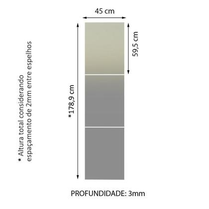 Imagem de Kit Madesa com 3 Espelhos para Guarda-Roupa Incolor