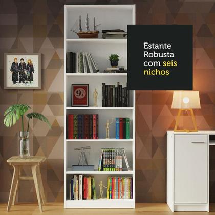 Imagem de Kit Madesa Estante Livreiro 6908 + Estante Livreiro 6906 - Branco