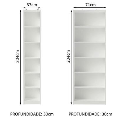 Imagem de Kit Madesa Estante Livreiro 6908 + Estante Livreiro 6906 - Branco