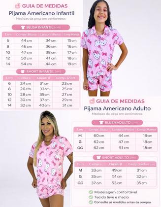 Imagem de Kit Mãe e Filha Pijama Feminino Americano Conjunto de Dormir Combinando