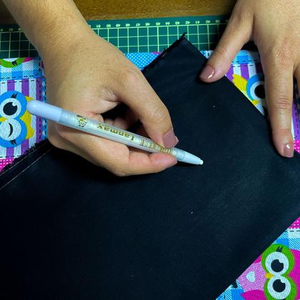 Imagem de Kit magico panda com 3 lapiseiras + 12 refis de giz reposição para marcações em tecidos apaga com calor 