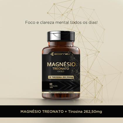 Imagem de Kit Magnesio Treonato  L Tirosina  Coenzima Q10 200mg  D3 2.000ui K2 Mk7 149mcg 180cáps Ecomev