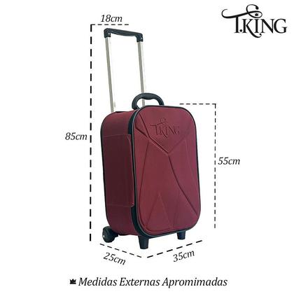 Imagem de Kit Mala Bordo Pequena Viagem 10kg Padrão ANAC Rodinhas - T.King (2 peças) - T.King