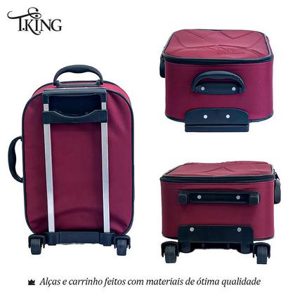 Imagem de Kit Mala Bordo Pequena Viagem 10kg Padrão ANAC Rodinhas - T.King (2 peças) - T.King