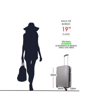 Imagem de Kit Mala de Bordo 10kg Viagem Rígida Rodas 360º ABS Cadeado Segredo Gladiador A2MB com Mochila Executiva Notebook 102