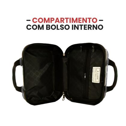 Imagem de Kit Mala De Bordo 3 Unidades Com Frasqueira Allabard Masculina 10kg ABS Rígido Rodinhas 360