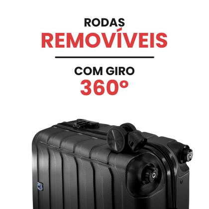 Imagem de Kit Mala De Bordo 3 Unidades Com Frasqueira Allabard Masculina 10kg ABS Rígido Rodinhas 360