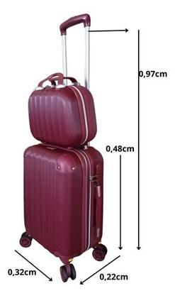 Imagem de Kit Mala De Bordo Frasqueira Viagem Rodinhas 360 Abs Tam Pp