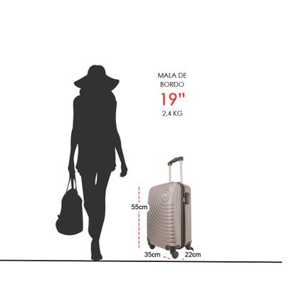 Imagem de Kit Mala de Bordo Viagem 10kg Rodas 360º Rígida ABS Cadeado Segredo Gladiador A7MB com Mochila Executiva para Notebook