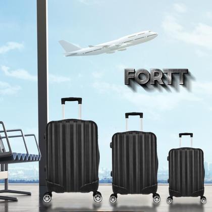 Imagem de Kit Mala de Viagem abs 3 peças Adventure Fortt Preta - KMV01-PT