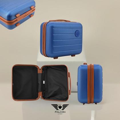Imagem de Kit Mala de Viagem de Bordo ANAC 55x35x25 com Cadeado mais Mala de Mão Frasqueira em ABS Falcon Line Alças e 4 Rodinhas Giratórias de 360 Reforçadas
