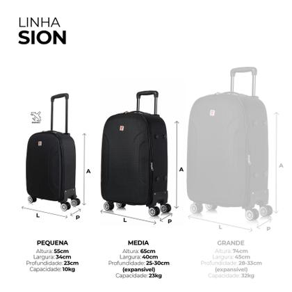 Imagem de Kit mala de viagem Sion P e M preto Swiss Move