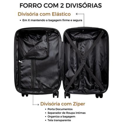 Imagem de Kit Malas de Viagem Bordo Expansível Fibra Rígida Rodas 360º