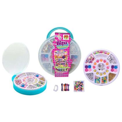 Imagem de Kit Maleta de Bijuterias Infantil Biju Collection DM Toys - Cor Azul