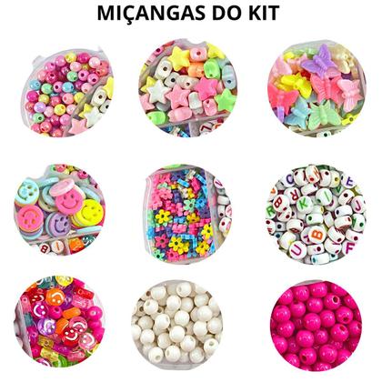 Imagem de Kit Maleta de Miçangas Infantil Menina P/ Montar Pulseiras Pronta Entrega Brinquedo Pulseira Micanga Missanga Completo Fazer Infantil Colorida