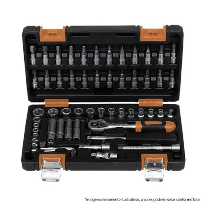 Imagem de Kit Maleta Jogo De Chave Catraca Completo 57 Peças Fortt Preto - Kjc001-p