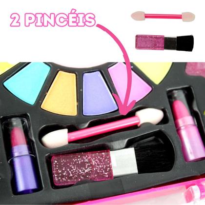 Imagem de Kit Maleta Maquiagem Make Brinq Infantil Batom Sombra Gloss Rosa