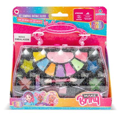 Imagem de Kit Maleta Maquiagem Make Brinq Infantil Batom Sombra Gloss Rosa